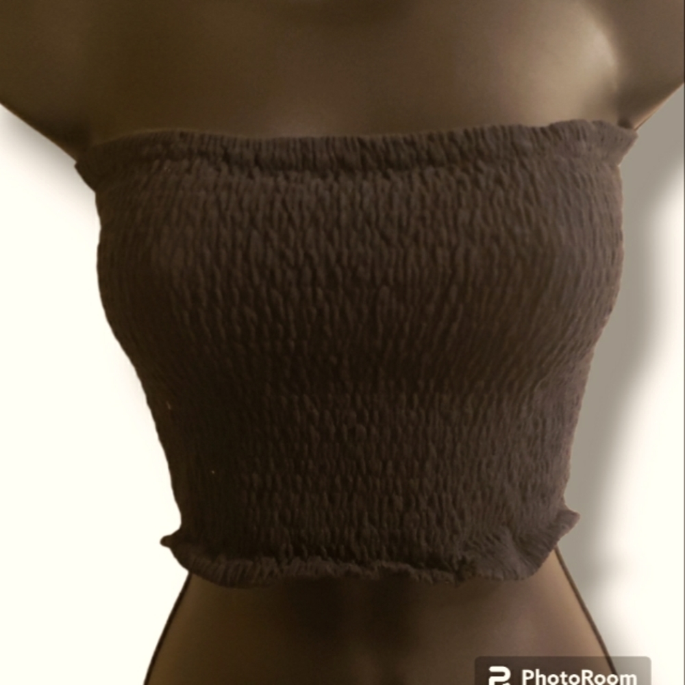 New Unbranded Black Cinched Tube Top